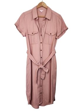 Teddi Rose 100% Tencel Button Down Midi Dress Terra Cotta Pink Womens Medium